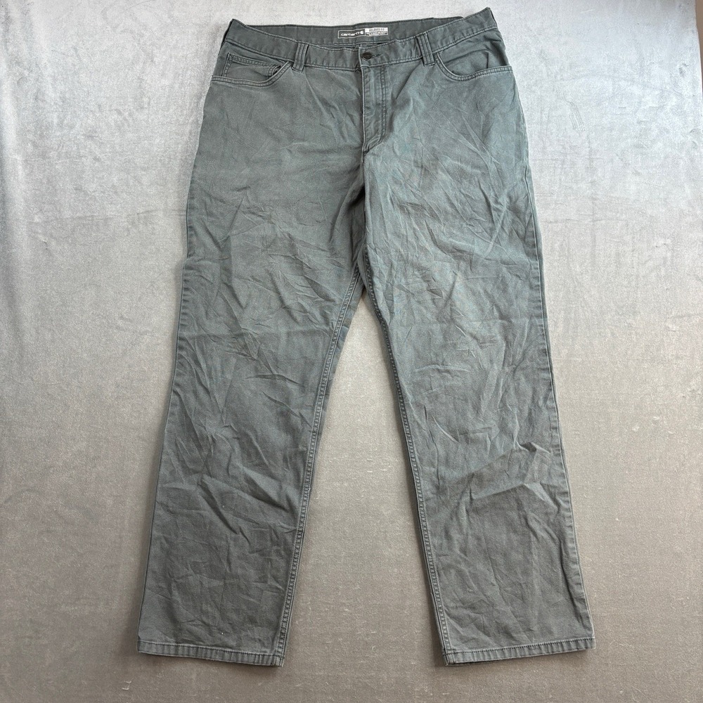 Carhartt Rugged Flex Relaxed Fit Work Pants Gray Mens 38x32 Canvas 102517 ELM